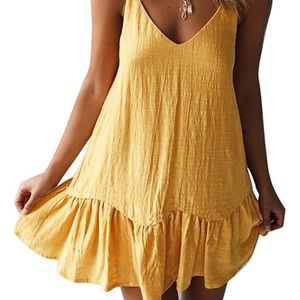 Boho Floral Print Swing Spagehetti Strap Cami Mini Short Shift Dress Sundress